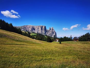 Scenic view of landscape against blue sky