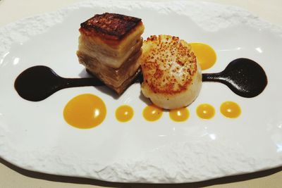 High angle view of breakfast in plate