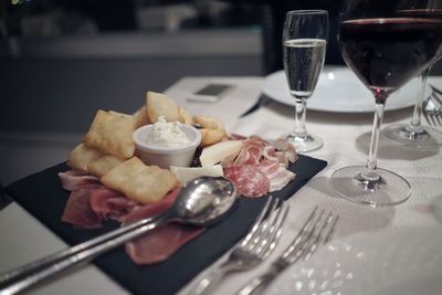 Close-up of food on table