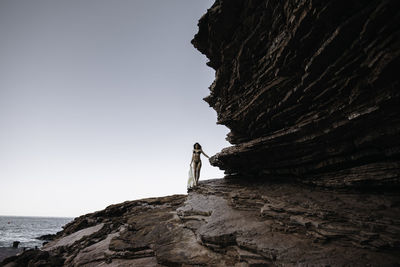 Rock formations against clear sky