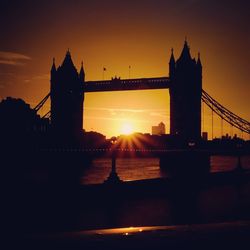 Bridge over river during sunset