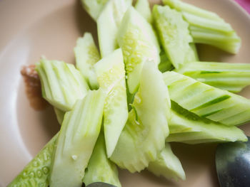 High angle view of chopped vegetables in bowl