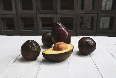 High angle view of fruits on table