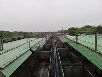 High angle view of railroad tracks against sky