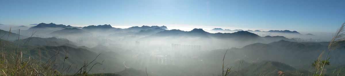 Panoramic view of mountains against sky