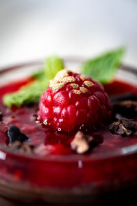 Close-up of strawberries in plate