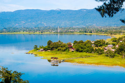 Scenic view of lake against sky