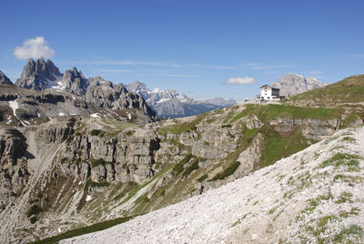 Panoramic view of landscape and mountains against sky