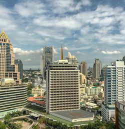 Modern buildings in city against sky
