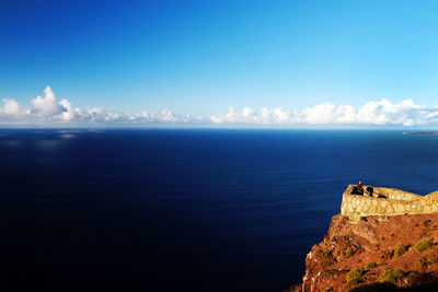 Scenic view of calm sea against clear sky