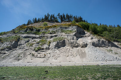 Scenic view of rocky mountains against clear sky