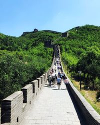 People walking on mountain road