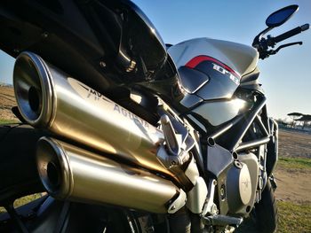 Close-up view of motorcycle