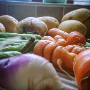 Close-up of various vegetables on table