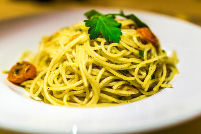 Close-up of pasta in plate
