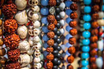 Full frame shot of beads hanging for sale