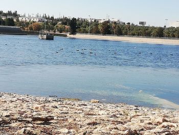 Scenic view of lake against sky