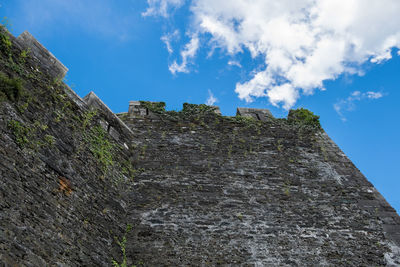 Low angle view of castle against cloudy sky