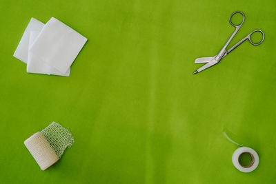 High angle view of personal accessories on table