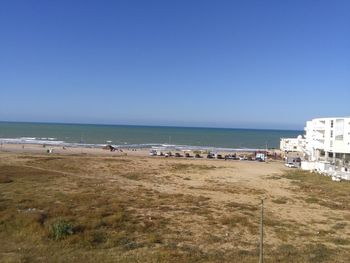 Scenic view of sea against clear sky