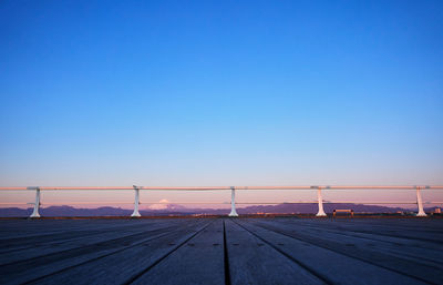 Bridge against clear blue sky during sunset