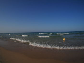 Scenic view of sea against clear sky