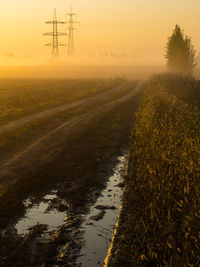 Scenic view of field against sky during sunset