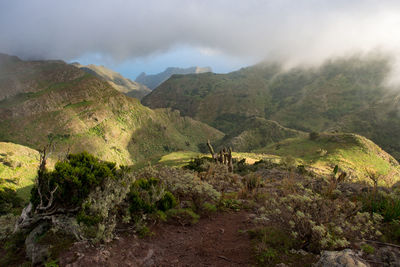 Scenic view of mountains against sky