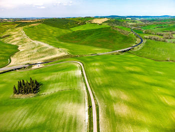 High angle view of golf course