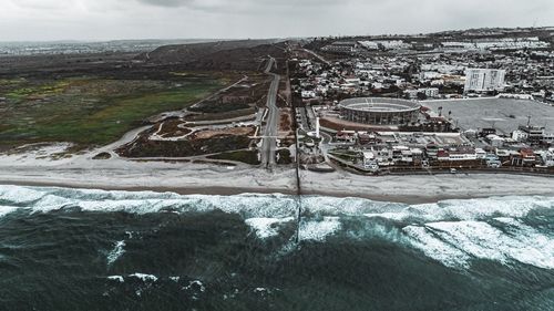 Aerial view of city during winter