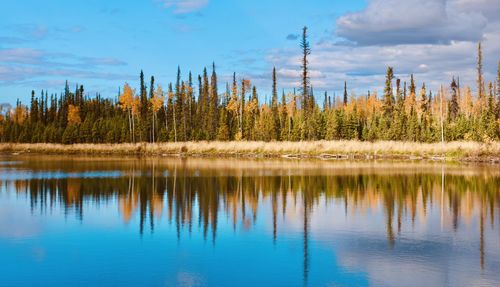 Scenic view of lake against sky