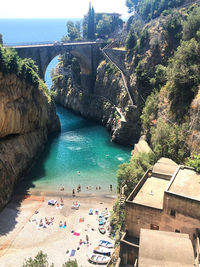 High angle view of bridge over sea