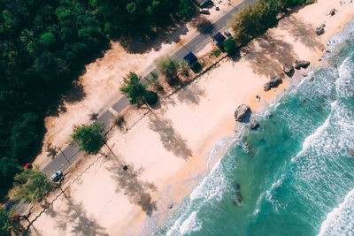 High angle view of swimming pool by sea