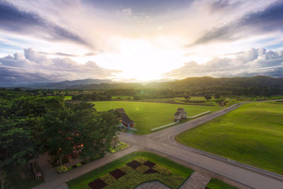 Scenic view of landscape against sky during sunset