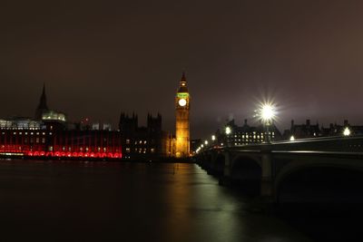 Illuminated city at night