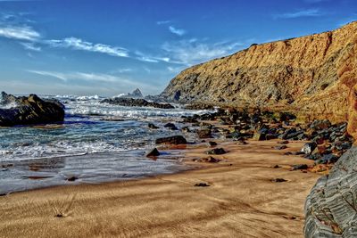 Scenic view of beach against sky