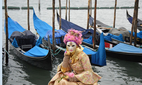 Boat moored in canal