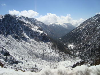 Scenic view of mountains against sky