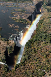 High angle view of waterfall