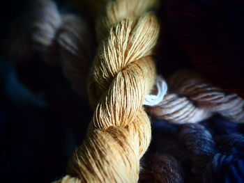 Close-up of golden eri silk skein