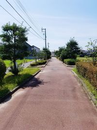 Road by trees against sky