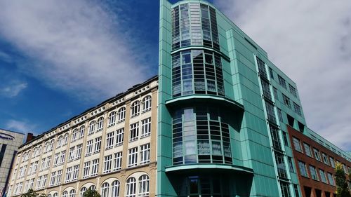 Low angle view of modern building against sky