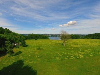 Scenic view of landscape against cloudy sky