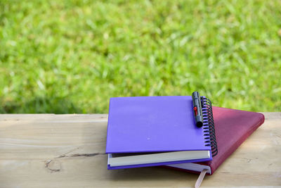 Close-up of open book on table