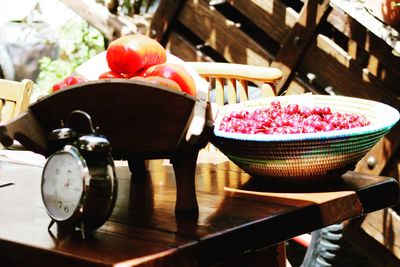 Close-up of fruits in bowl on table