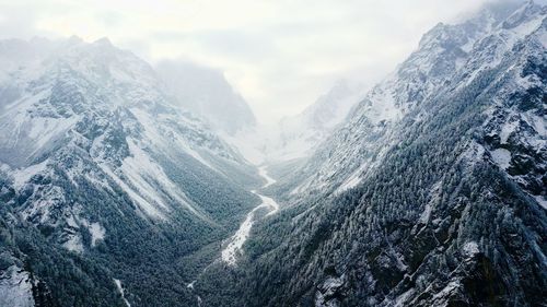 Scenic view of snow mountains against sky