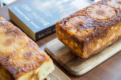 Close-up of food on cutting board