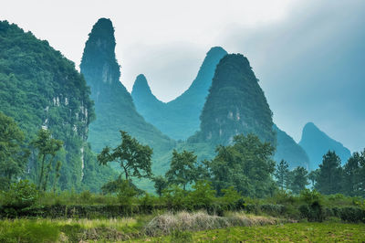 Scenic view of mountains against sky