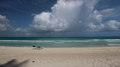 Scenic view of beach against sky