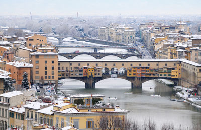 High angle view of bridge over river in city